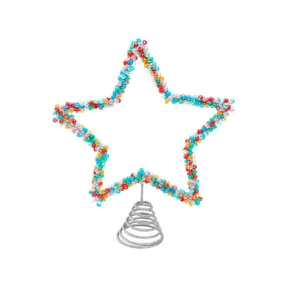 Christmas Tree Decorations Pearl Pentagram Tree Topper Decoration Valentines Day Ornament, 24.5X20.5Cm Multicolor Plastic Topper Christmas Tree Topper