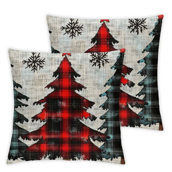 Christmas Tree Decorations Pillow Covers Red Black Buffalo Check Plaid Snowflake Throw Pillow Cover Winter Farmhouse Decorative White Pillows Cushion Case for Home Sofa Couch