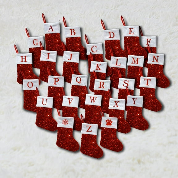 Christmas Tree Decorations Set Christmas Stockings with Initials Knitted Hosiery Wool Hosiery Embroidered Letter Children's Candy Gift Bag Christmas Stocking Gift Bag Christmas Hanging Stockings