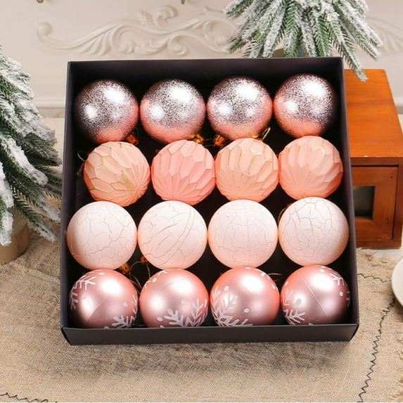 Christmas Tree Decorations Set for Christmas Valentines, 16ct Shatterproof Christmas Ball Ornaments Bulk, 2.36 Inches Elegant Hanging Ornaments for Xmas Holiday Wedding Decor