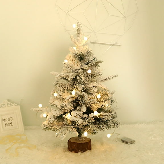 Christmas Tree Decorations,Snowflake Flocked Mini Christmas Tree, Burlap Base Tabletop Tree Decoration for Indoor Holiday, Small Artificial Christmas Tree for Home Party Display,18inch,Bare Tree