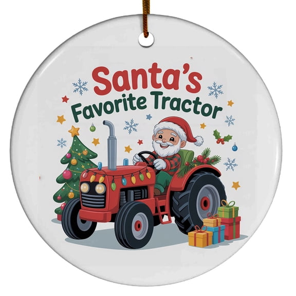 Christmas Tree Decorations Tractor Ornament, Ceramic Christmas Ornaments, Xmas Decorative Hanging Ornaments, Holiday Decorations and Xmas Gifts Ideas, Santa's Favorite Tractor