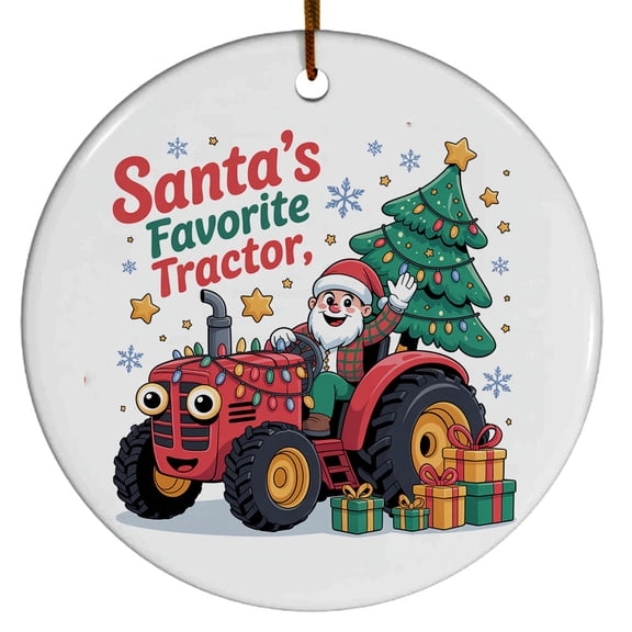 Christmas Tree Decorations Tractor Ornament, Ceramic Christmas Ornaments, Xmas Decorative Hanging Ornaments, Holiday Decorations and Xmas Gifts Ideas, Santa's Favorite Tractor