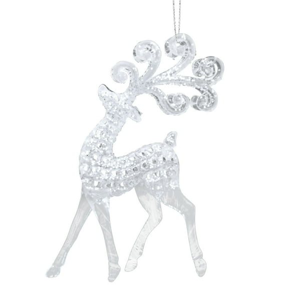 Christmas Tree Decorations, Transparent Acrylic Reindeer Snowflake Ornaments Small Pendant Hanging Decoration For Holiday Party Home Indoor Outdoor Christmas Decor