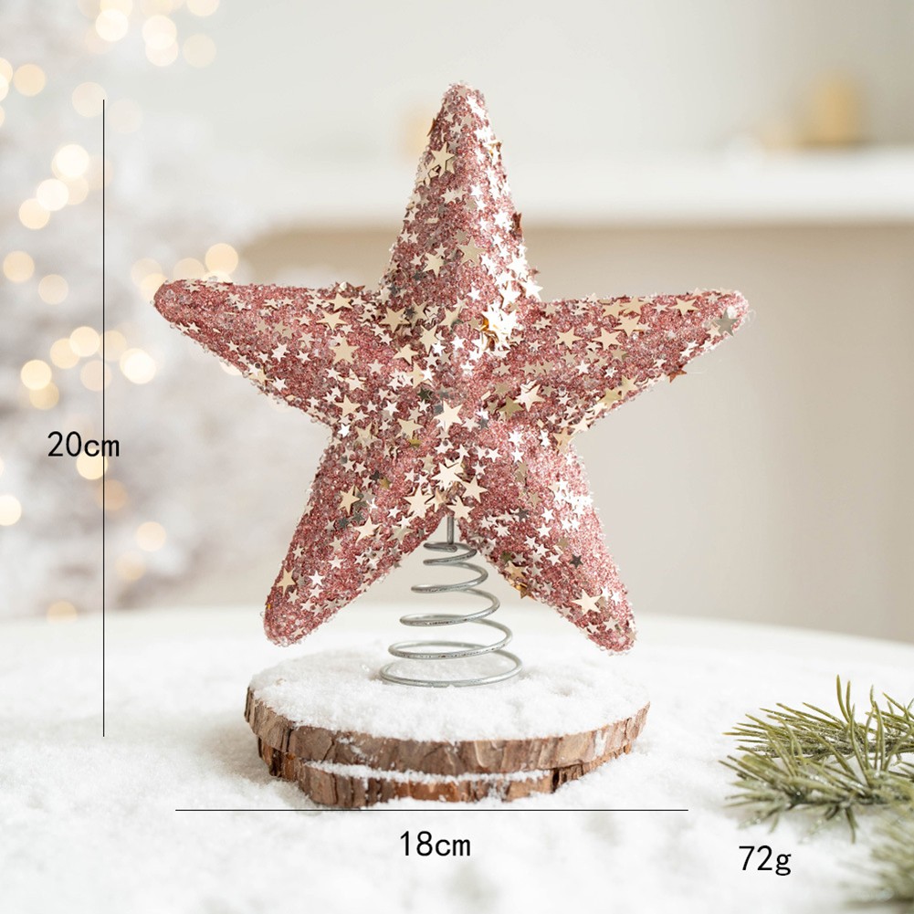 Christmas Tree Decorations Xmas Tree Star Glitter Tree Topper Various Colours, Pink