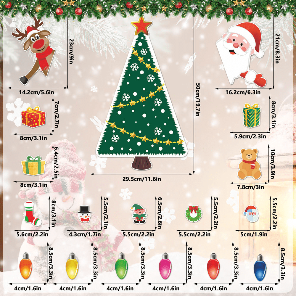 Christmas Tree Decorations for Fridge, Santa Reindeer Holiday Magnets ...