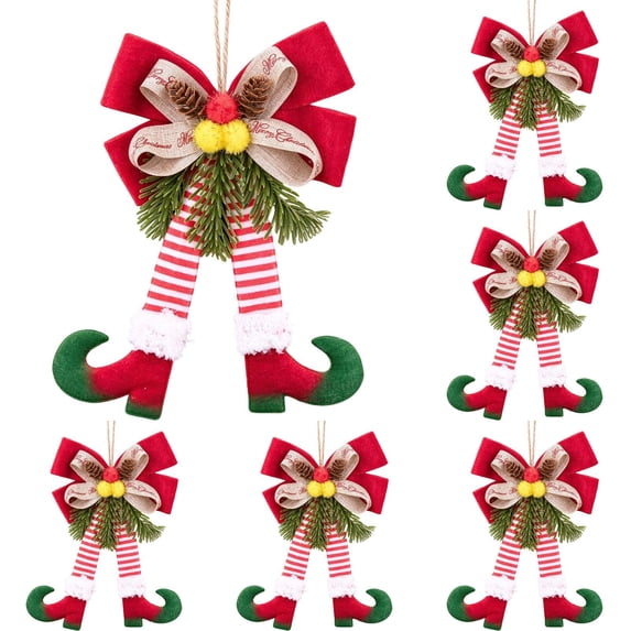 Christmas Tree Decorations for Holiday Display, 6 Pc Red Plush Leg ...
