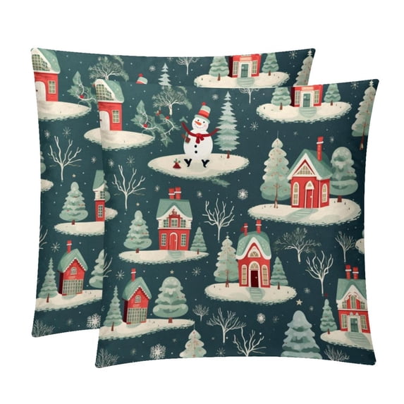 Christmas Tree Decorative Pillows Covers with Unique Patterns for Bed, Home Decor - Set of 2 Pillow Inserts - Available in 16x16, 18x18, 20x20 Inches for Various Occasions