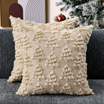 Christmas Tree Decorative Throw Pillow Covers Set of 2, 18x18" Soft Fluffy Pillow Cases, Faux Fur Fuzzy Pillows Covers Winter Holiday Cushion Cases for Sofa Couch Bedroom Living Room Home Décor