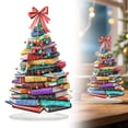 thumbnail image 1 of Christmas Tree Desktop Decoration,Book Stack Christmas Tree Acrylic Tabletop Sign,2D Flat Book-Shaped Acrylic Ornament,Literary Style Christmas Acrylic Tabletop Accent,Festive Decor for Tabletop, 1 of 4