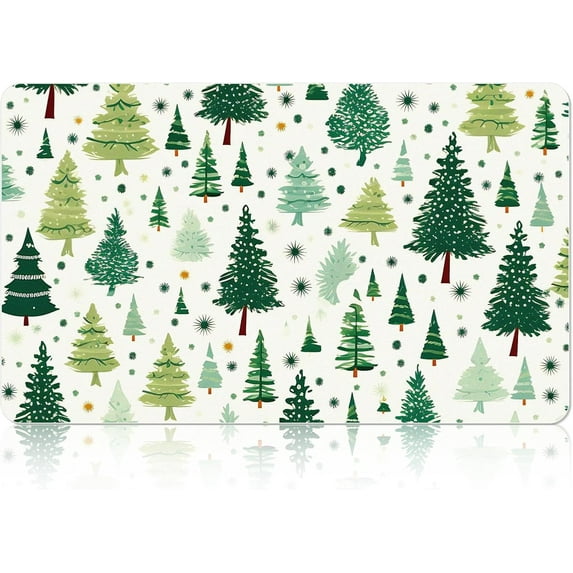 Christmas Tree Dish Drying Mat for Kitchen Counter 12x19.5 Inch Christmas Coffee Bar Mat Small Absorbent Holiday Dish Drainer Pad for Winter Kitchen Decor