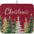 thumbnail image 1 of Christmas Tree Dish Drying Mat for Kitchen Counter Gold Xmas Tree Drying Pad Absorbent Drying Mats for Countertops Sinks Draining Racks Star Snowflake Red Drainer Holiday Decorations 16x18 Inch, 1 of 6