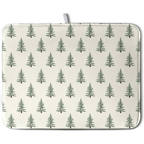 Christmas Tree Dish Drying Mat Winter Xmas Holiday Drying Mats Microfiber Absorbent Dishes Drying Pad Reusable Washable Kitchen Countertop Protector Dish Drainer Rack Mat 18x24 Inch