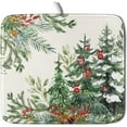 thumbnail image 1 of Christmas Tree Dish Drying Mats 16x18 In, Xmas Green Forest Leaves Winter Holiday Absorbent Reversible Microfiber Fast Dry Dishes Drainer Rack Pad for Countertop Kitchen Decor, 1 of 6