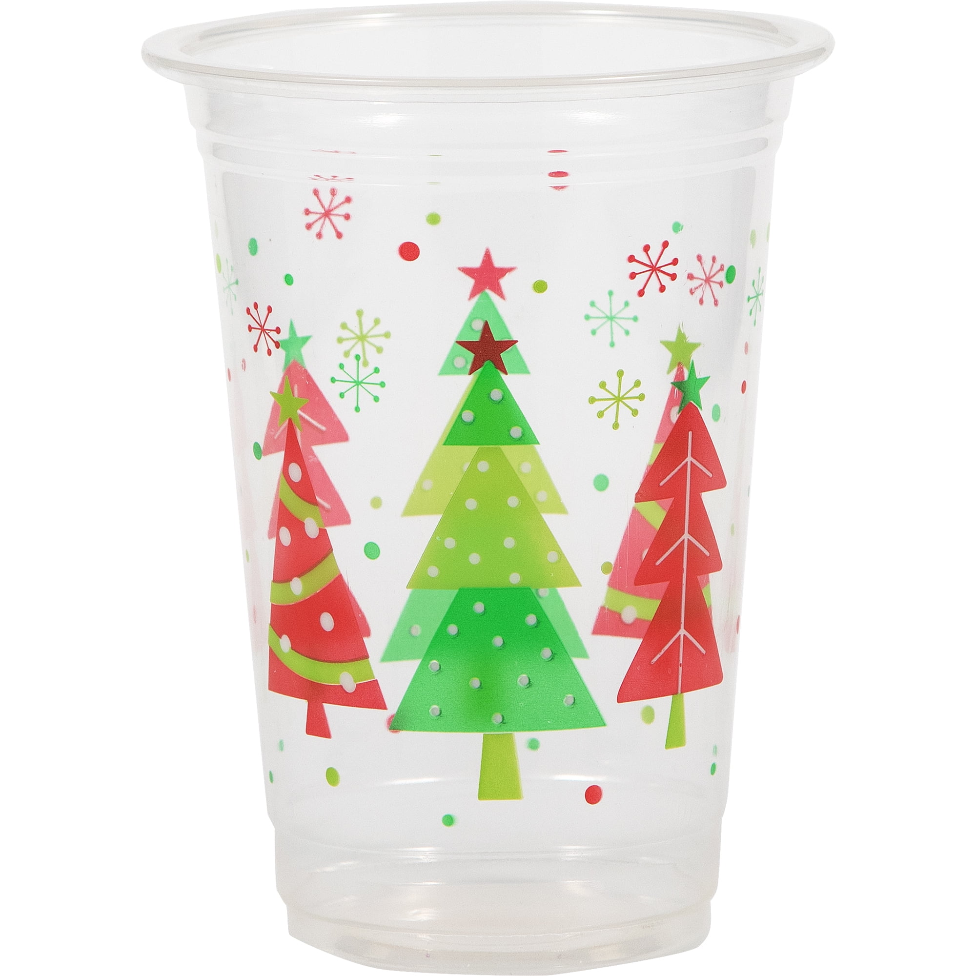 Christmas Tree Disposable Plastic Cups, 16 fl oz, 8 Count, by Holiday