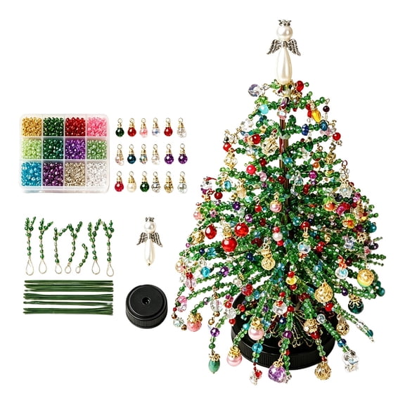 Christmas Tree Diy Kit Handmade Beaded Mini Christmas Tree Set with Holiday Decorations for Family Craft Time Home Tabletop Display