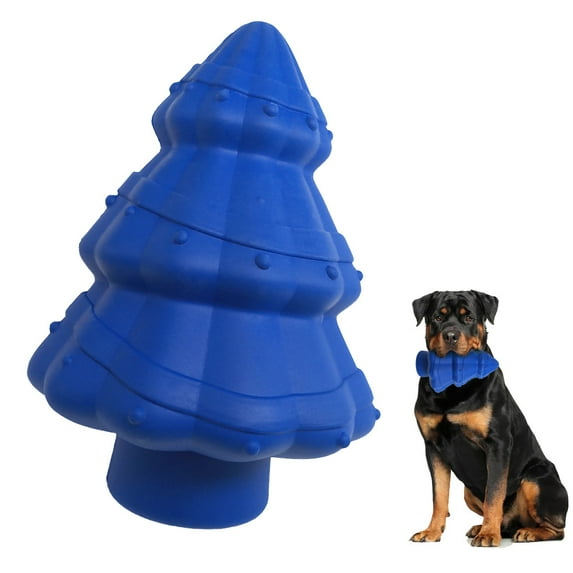 Christmas Tree Dog Chew Toys with Squeaky Sounds, Durable Bulge Design for Small Medium Large Breed Puppies, Indoor Outdoor Play Training, Blue