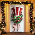 thumbnail image 1 of Christmas Tree Door Cover – 35 x 71 Inch Polyester Door Curtain with Santa Claus, Candy Canes & Gifts – Reusable Holiday Decoration for Home, Party, or Storefront, 1 of 4