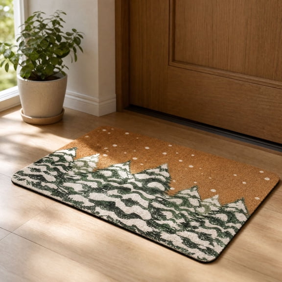 Christmas Tree Doormat, Home Indoor Outdoor Patio Winter Welcome Door Mat, Non-Slip Entrance Mat For Home Entrance Outside Entry