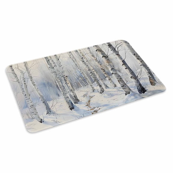 Christmas Tree Doormat Outdoor Entrance 16"x24", White Winter Xmas Snowflake Absorb Moisture Dirt Door Mats, Non-Slip Rubber Backing Floor Mats Indoor, Low-Profile Front Door Rugs