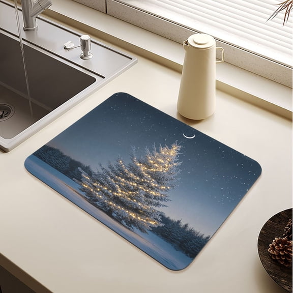 Christmas Tree Drying Mat Diatomaceous Earth Super Absorbent Non-slip Rubber Sole Heat Resistant 230 Degrees Fahrenheit 15.711.8in