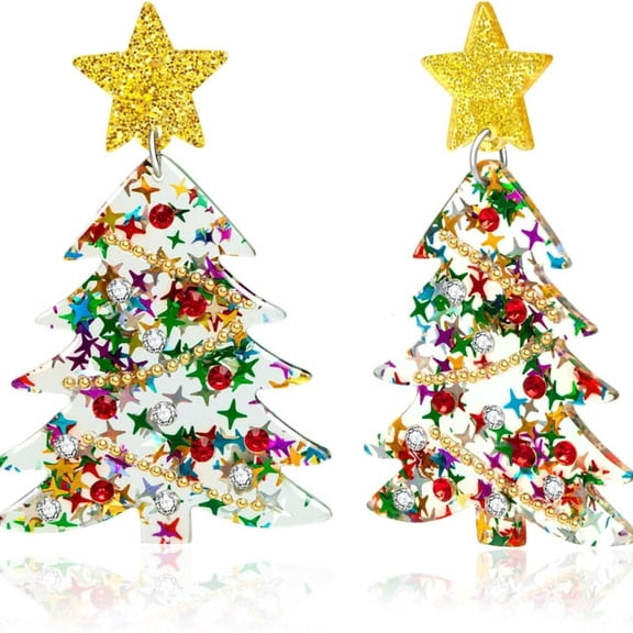 Christmas Tree Earrings Acrylic Christmas Earrings for Women Xmas Drop Dangle Earring Christmas Jewelry Gift