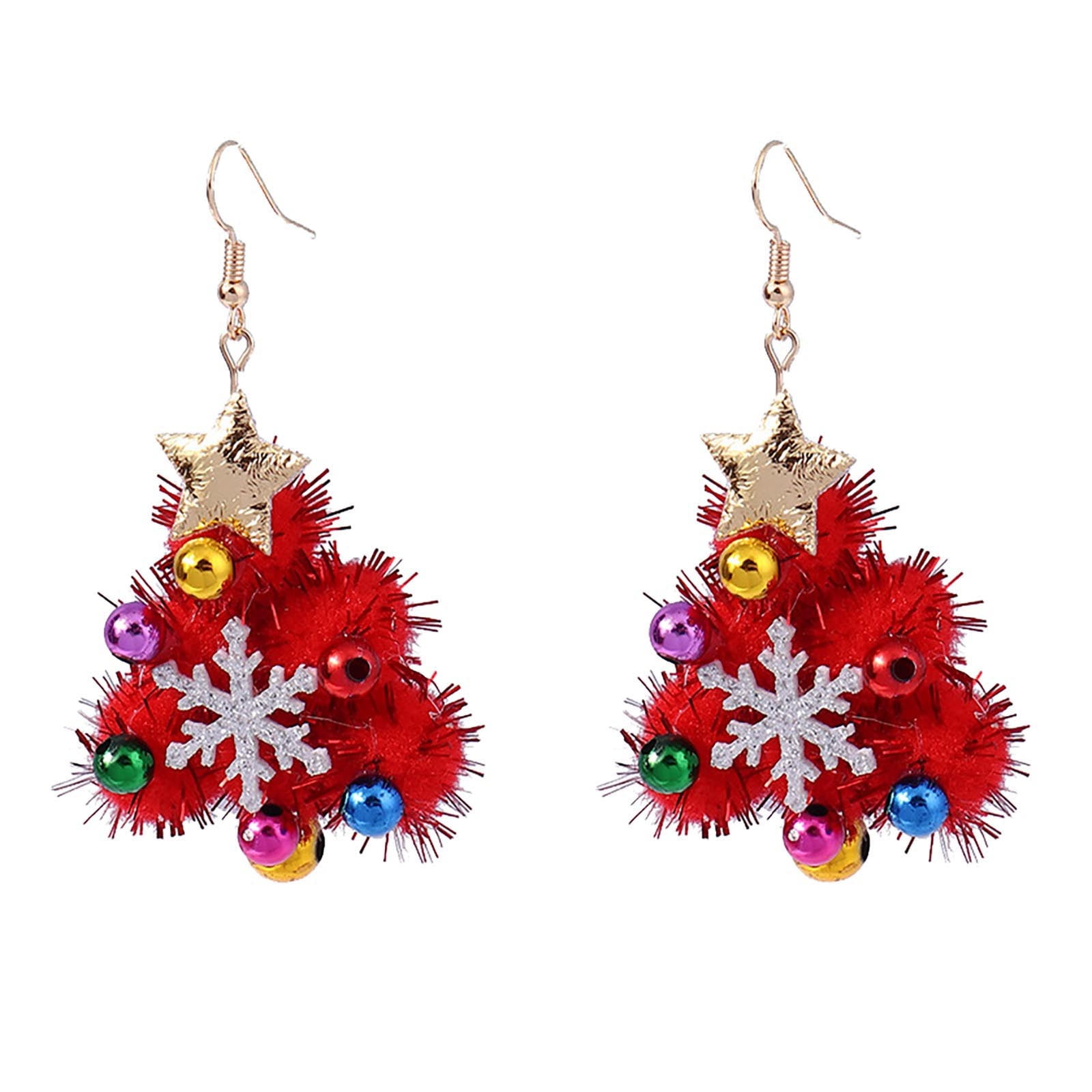 Christmas Tree Earrings For Women - Green & Yellow Acrylic Drop Dangle Earrings, Holiday Party Jewelry
