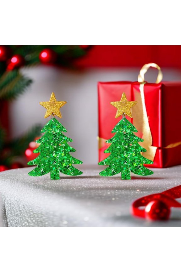 Christmas Tree Earrings Colorful Acrylic Op Dangle Earrings Shiny Pen Ram Stud Earrings Christmas Holiday Earrings Great Christmas Jewelry Acc Ory Gifts For Women[Z2643]
