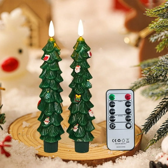 Festive Desktop Ornament Christmas Tree Wax Electronic Candle Light for Home Holiday Decoration - Create a Warm Atmosphere and Enhance Your Festive