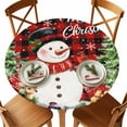 thumbnail image 1 of Christmas Tree Elk Snowflake Fitted Round Tablecloths Table Covers 45"-54",Waterproof Table Cloth for Kitchen Holiday Party Tables Decor, 1 of 9