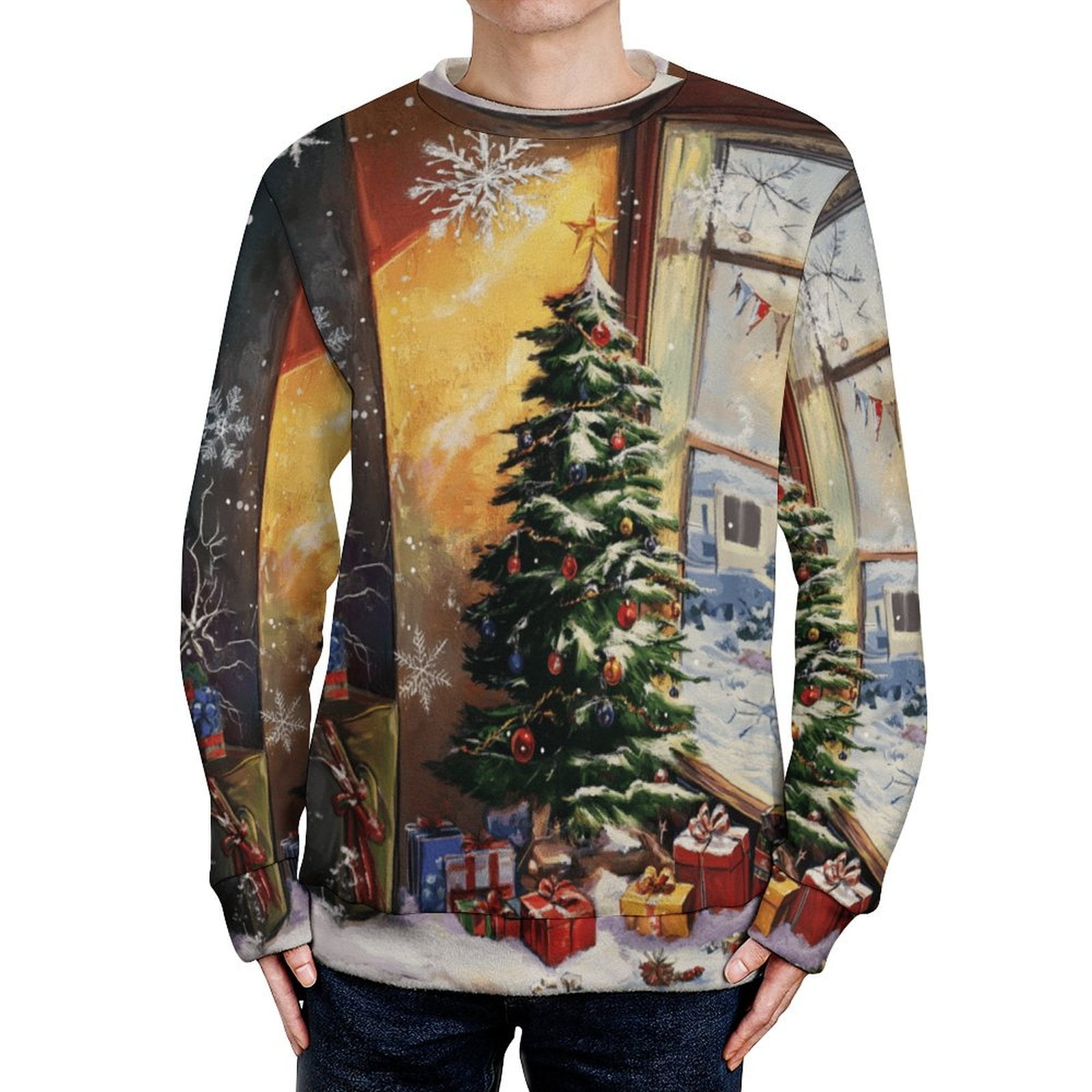 Christmas Themed Elk Snowflake Christmas Tree Knit Sweater