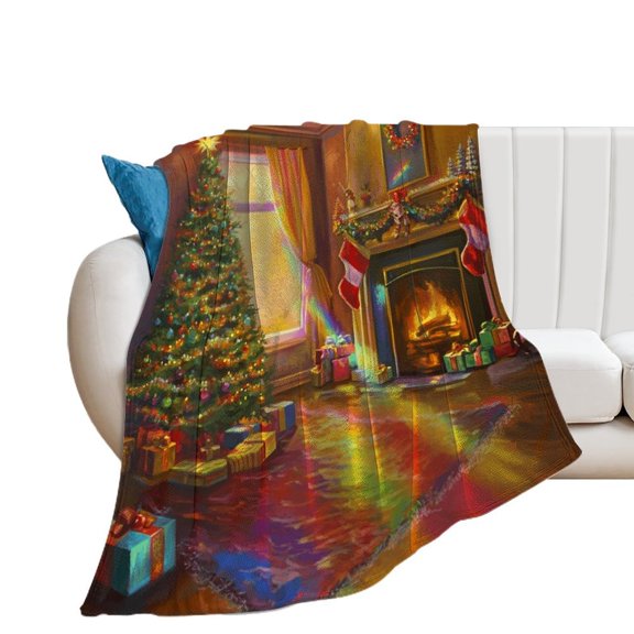 Christmas Tree Elk Snowflakes Blanket Lightweight Cozy Couch Bed Super Soft And Microfiber Throws Blankets for All Seasons