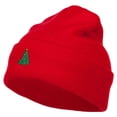 thumbnail image 1 of Christmas Tree Embroidered Long Beanie - Red OSFM, 1 of 5