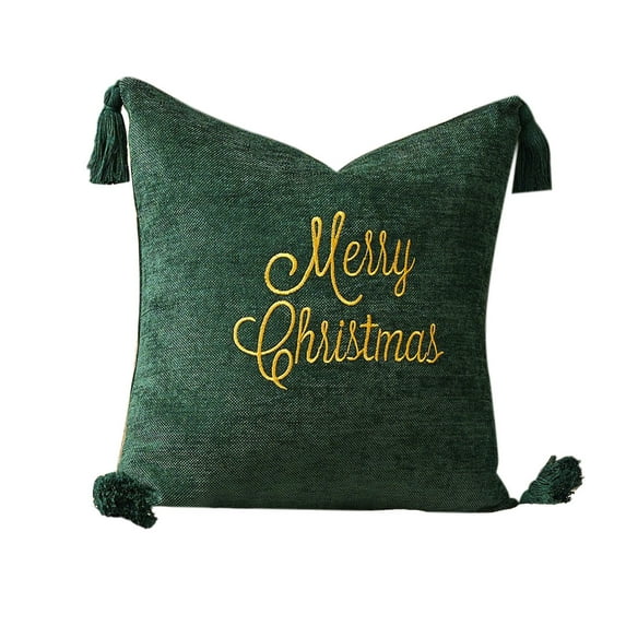 Christmas Tree Embroidered Pillow Covers, Soft Plush Throw Pillow Cases for Sofa Couch and Chair, Festive Holiday Decor for Living Room Home Accessories