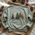 thumbnail image 1 of Christmas Tree Embroidered Sweatshirt, Winter Trees Embroidery Shirt, Xmas Season Gifts, Green Tree Merry and Bright Embroidered, pine-tree, 1 of 4