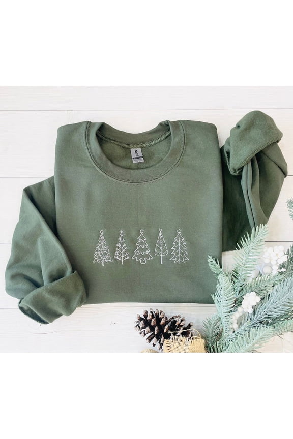 Christmas Tree Embroidered Sweatshirt