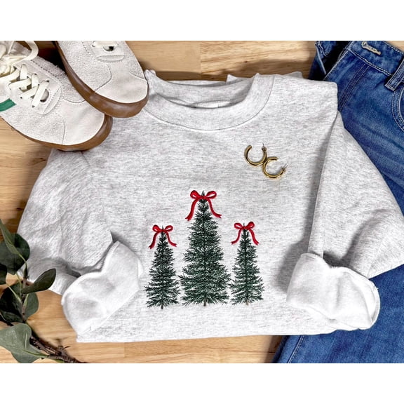 Christmas Tree Embroidered Sweatshirt
