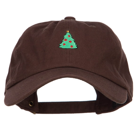 Christmas Tree Embroidered Unstructured Cap - Brown OSFM