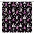 thumbnail image 1 of Christmas Tree Extra Long Shower Curtain, Purple Xmas Pine Tree Star Winter Holiday Festival Forest Teens Rustic Bathroom Home Curtain Decor with Hooks,70" Wx84 H, 1 of 5