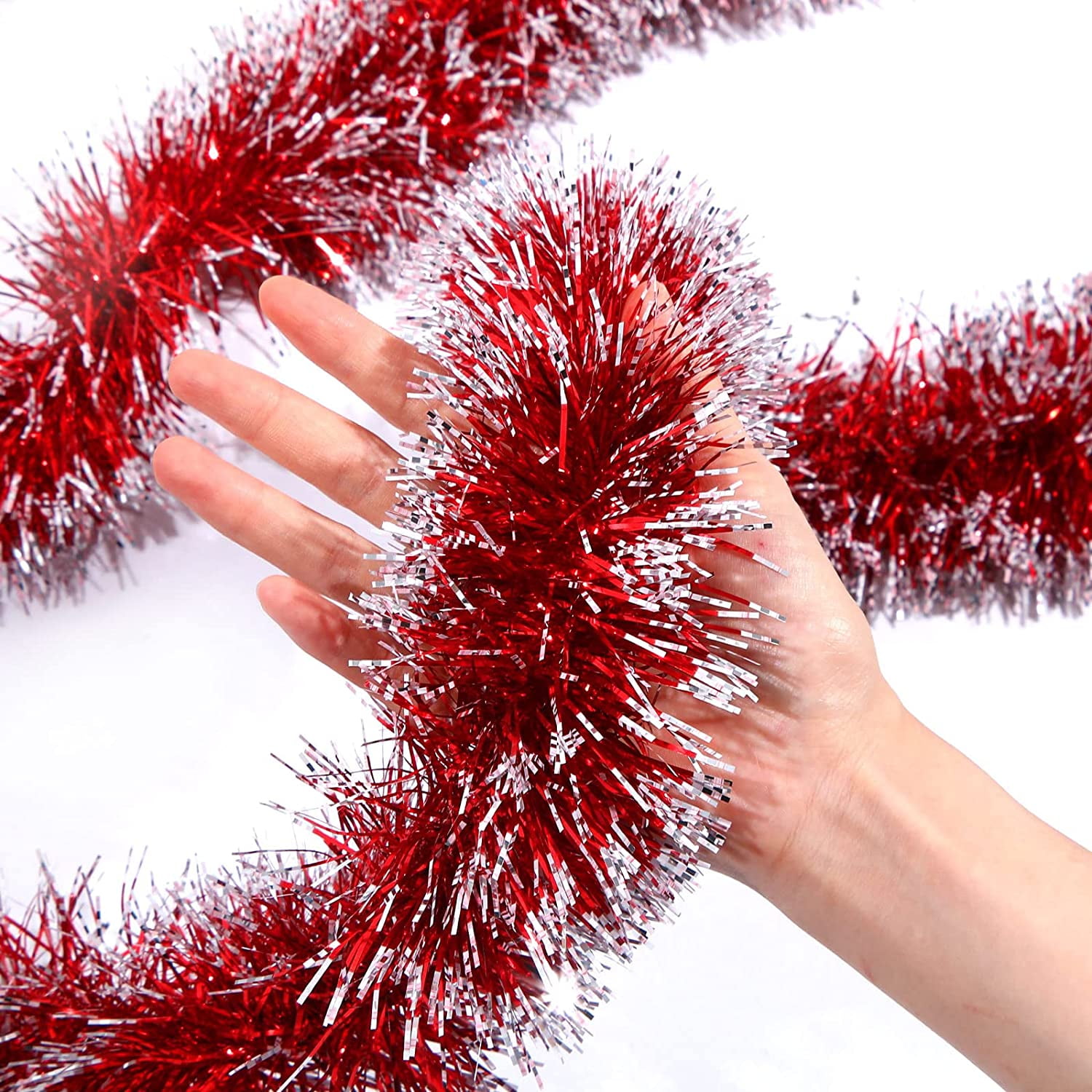 Christmas Tree Extra Thick Snowy Tinsel Garlands Decorations Streamers