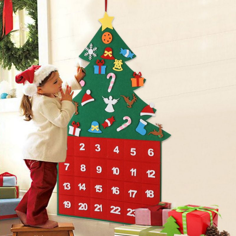 Christmas Tree Fabric Advent Calendar, 24 Days Countdown to Xmas DIY