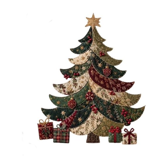 Christmas Tree Fabric Patchwork Craft Kit, DIY Sewing Set for Adults with Pre-Cut Pieces, Handmade Holiday Tabletop Ornament