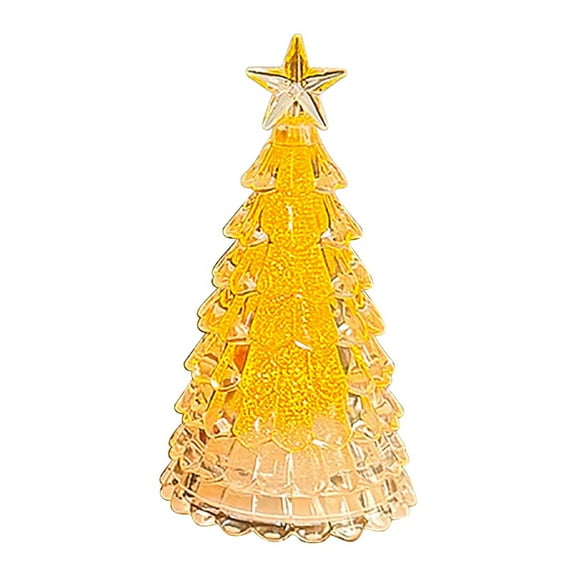 Christmas Tree with Fairy Lights, Lighted Christmas Tree Figurine for Tabletop Centerpiece, Sparkling Handmade Glowing Crystal Decoration, Light up Christmas Trees for Holiday (Yellow)