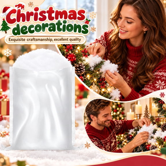 Christmas Tree Fake Snow Decoration, Artificial White Cloud Fluff for Holiday Party Home Decor, Soft Faux Snow Fillers for Winter Wonderland Scene Setup and DIY Craft Projects