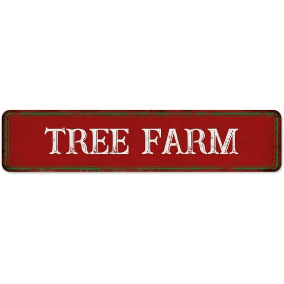 Christmas Tree Farm Country Metal Tin Sign Farmhouse Home Signs Pine Tree Farm Wall Decorations Tin Signs for Entryway Cabin Outdoor 4"x16"