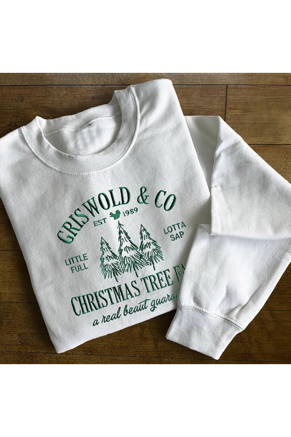 Christmas Tree Farm Embroidered Sweatshirt, Custom Embroidered Sweatshirt