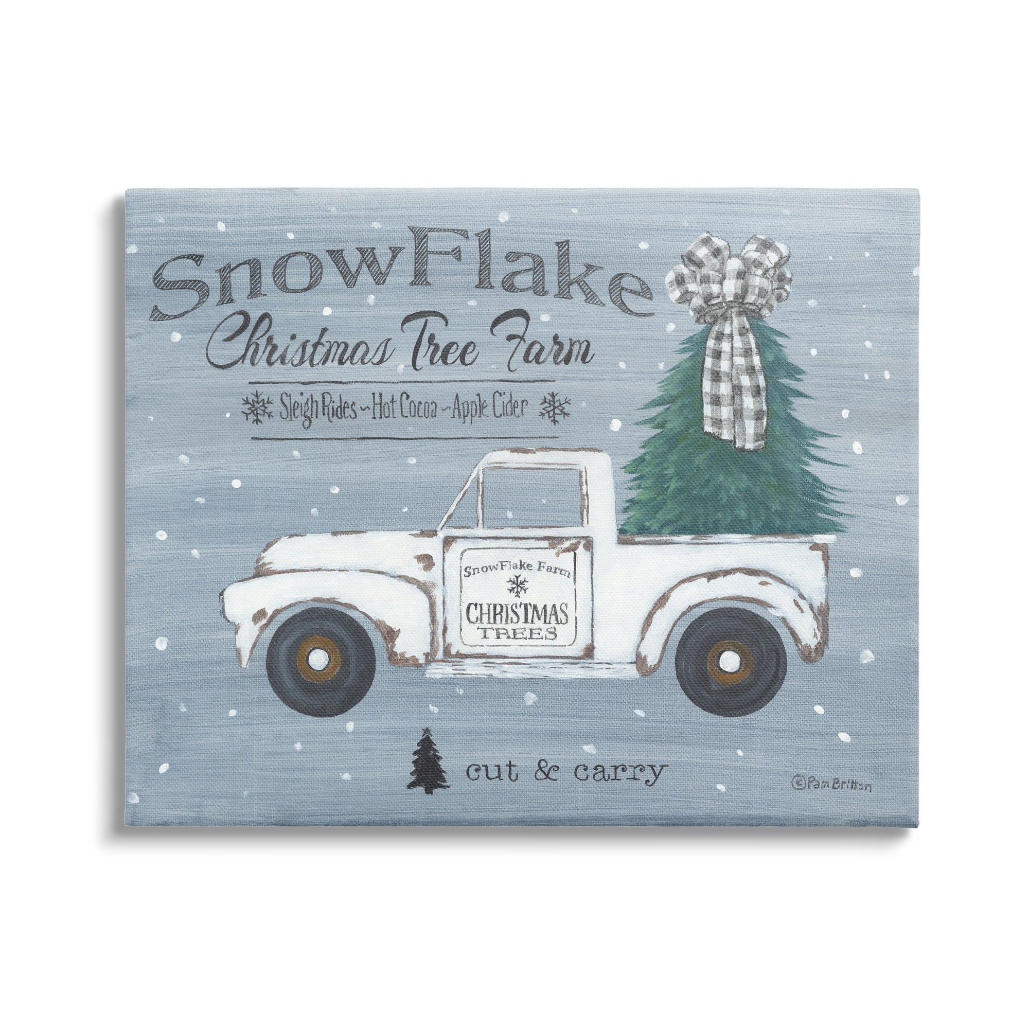 Christmas Tree Farm Rustic Weathered Truck Sign Inspirational Graphic Art Gallery-Wrapped Canvas Print Wall Art