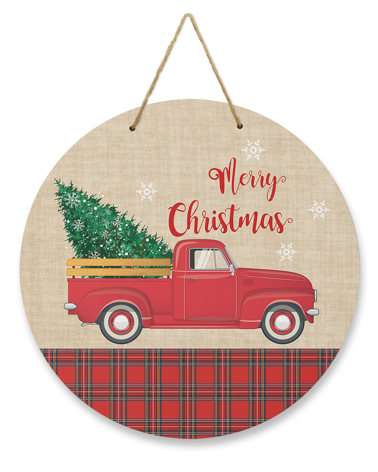 Christmas Tree Farm Truck Wreaths for Front Door, Rustic Wood