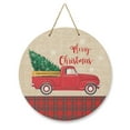 Christmas Tree Farm Truck Wreaths for Front Door, Rustic Wood