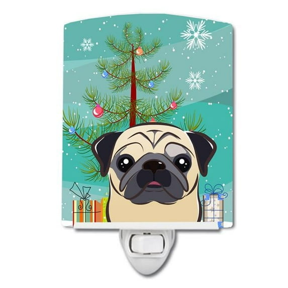 Christmas Tree & Fawn Pug Ceramic Night Light